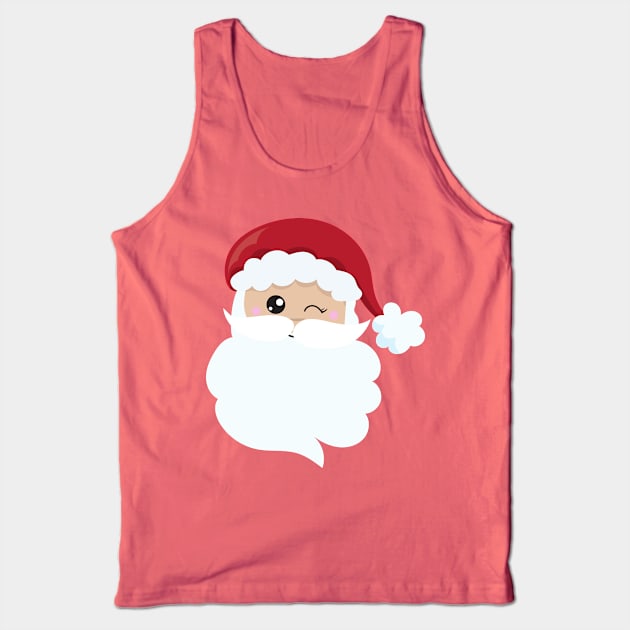 Santa Claus, Winking Santa, Santa Hat, Christmas Tank Top by Jelena Dunčević